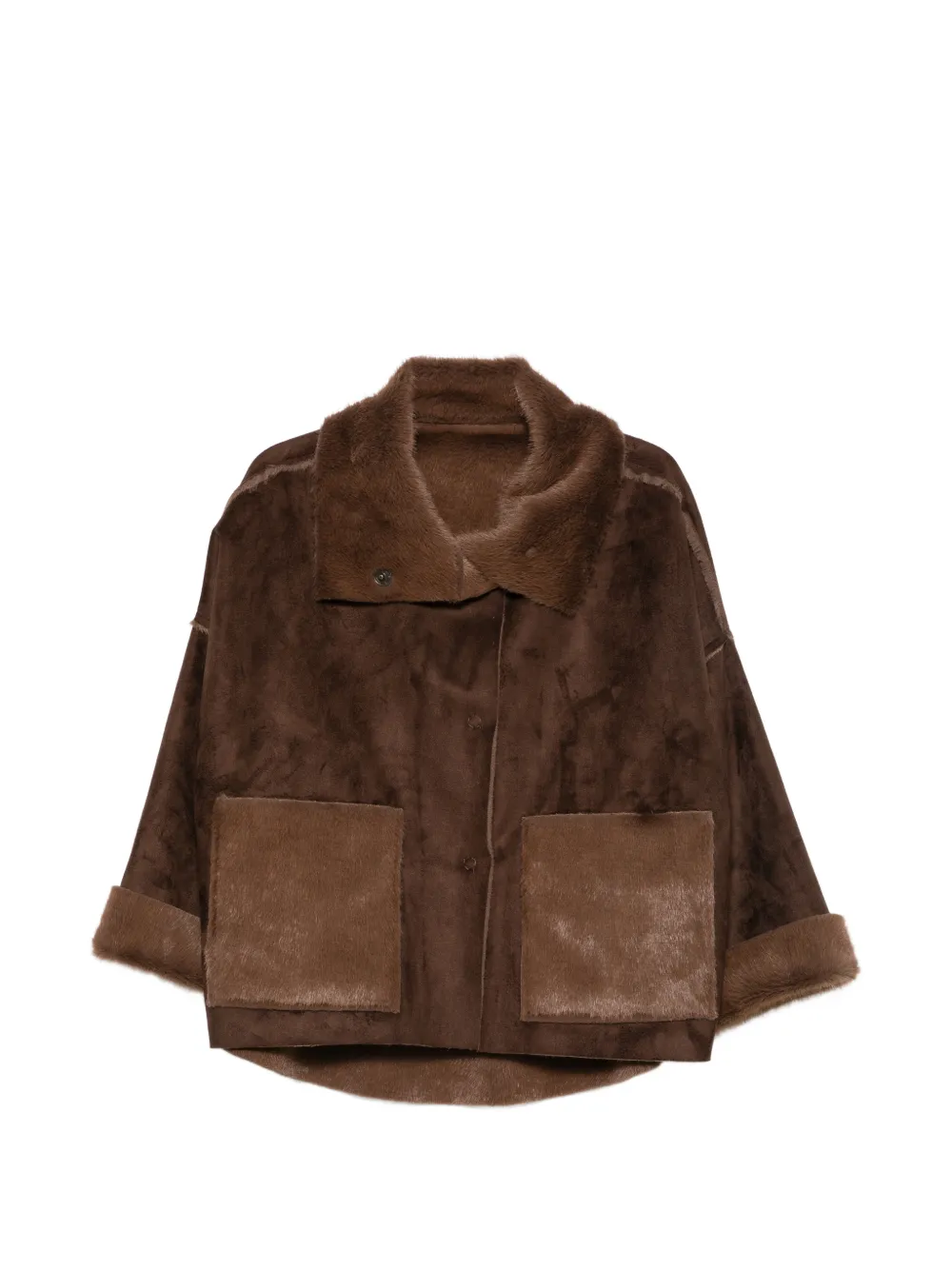 COLLECTION PRIVEE? shearling-trim panelled coat