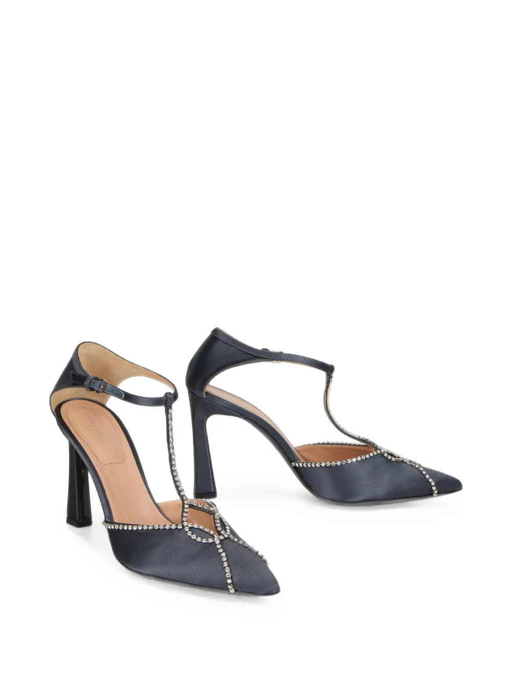 Alberta Ferretti crystal-embellished pointed-toe pumps Blauw