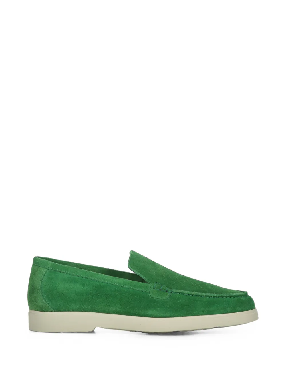 Moorer Topstitched Suede Loafers In 그린