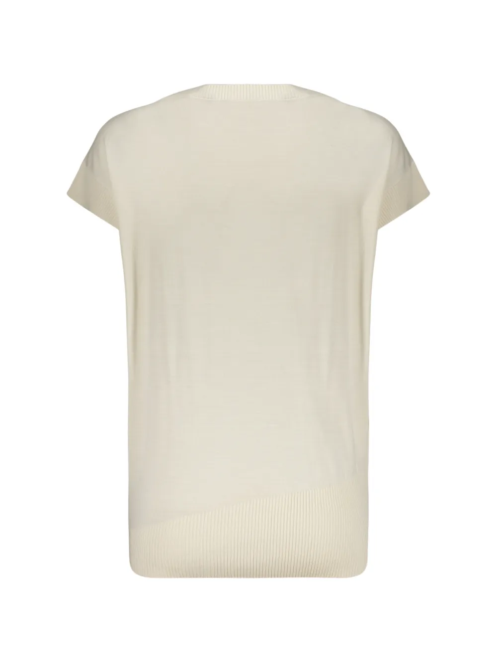 Moorer Gebreid T-shirt met diepe ronde hals Beige