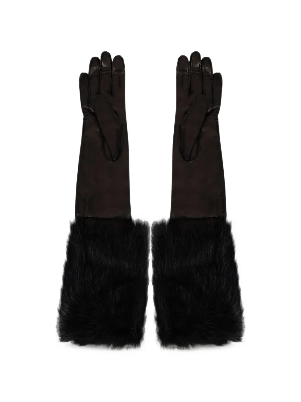 Alberta Ferretti fur-trim leather gloves - Nero