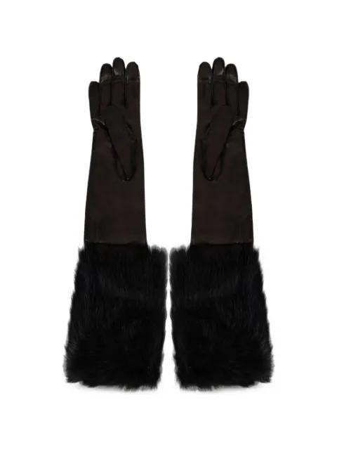 Alberta Ferretti fur-trim leather gloves