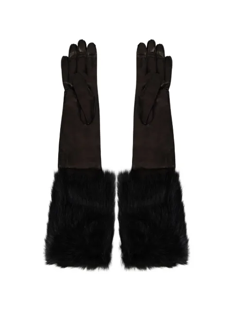 Alberta Ferretti fur-trim leather gloves