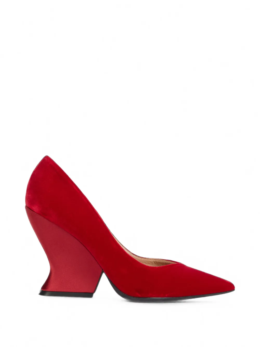 Alberta Ferretti Pointed-toe Geometric-heel Pumps In Red