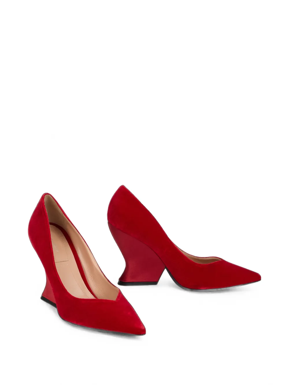 Alberta Ferretti pointed-toe geometric-heel pumps Rood