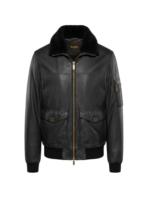 Moorer shearling-collar leather bomber jacket