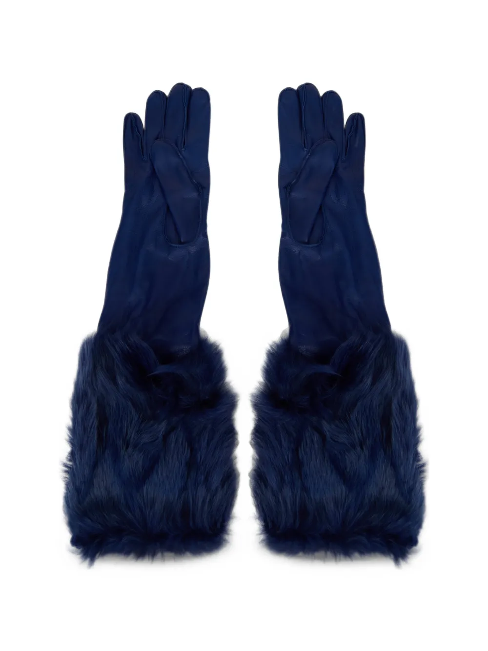 Alberta Ferretti fur trim leather gloves - Blu