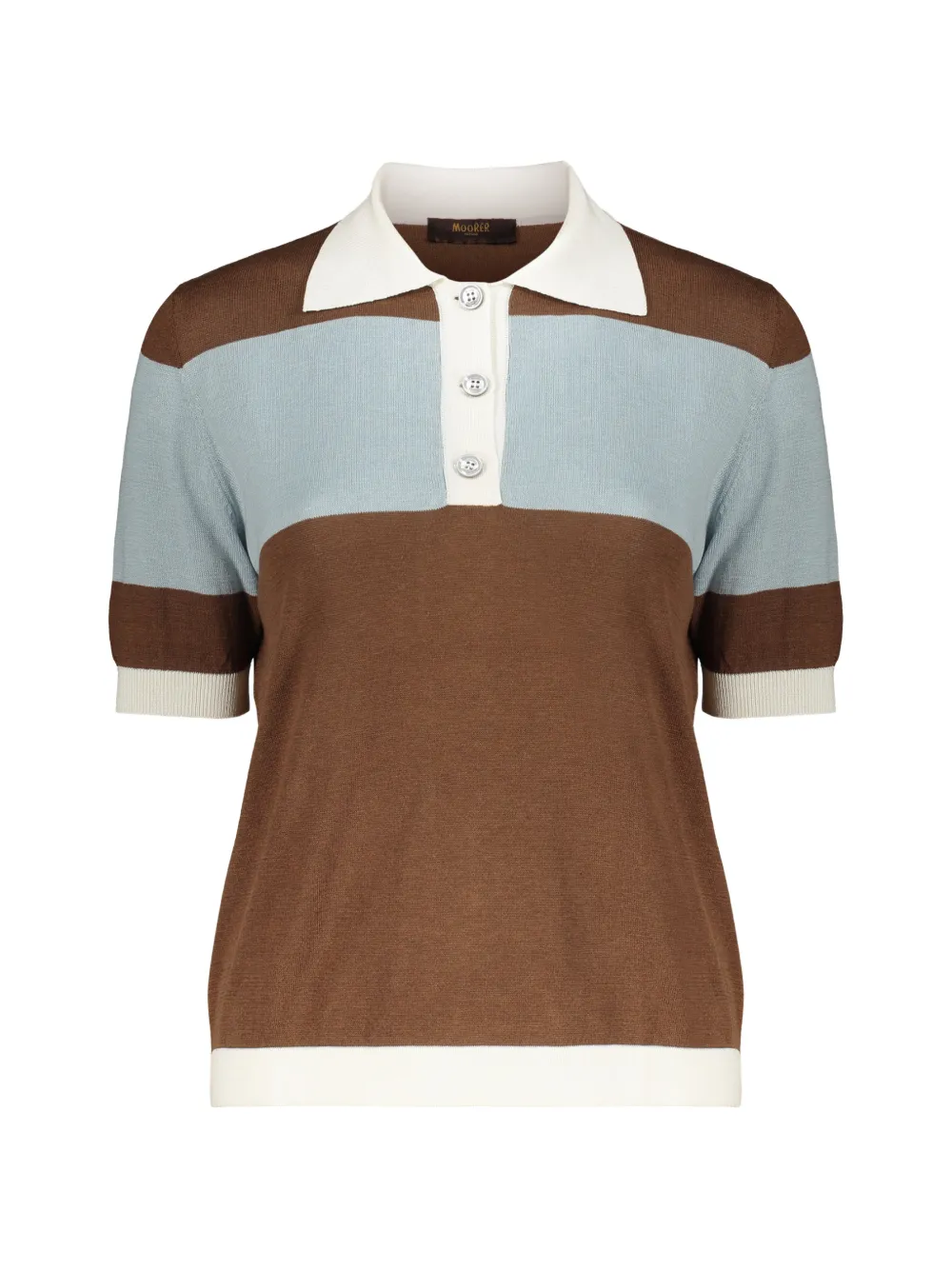 Moorer striped knit polo shirt Bruin