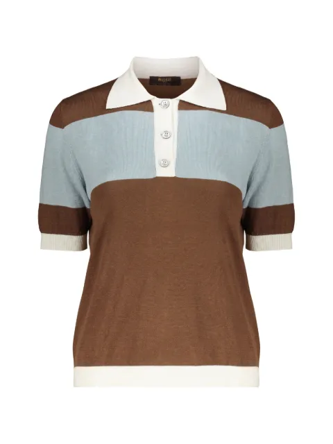 Moorer striped knit polo shirt