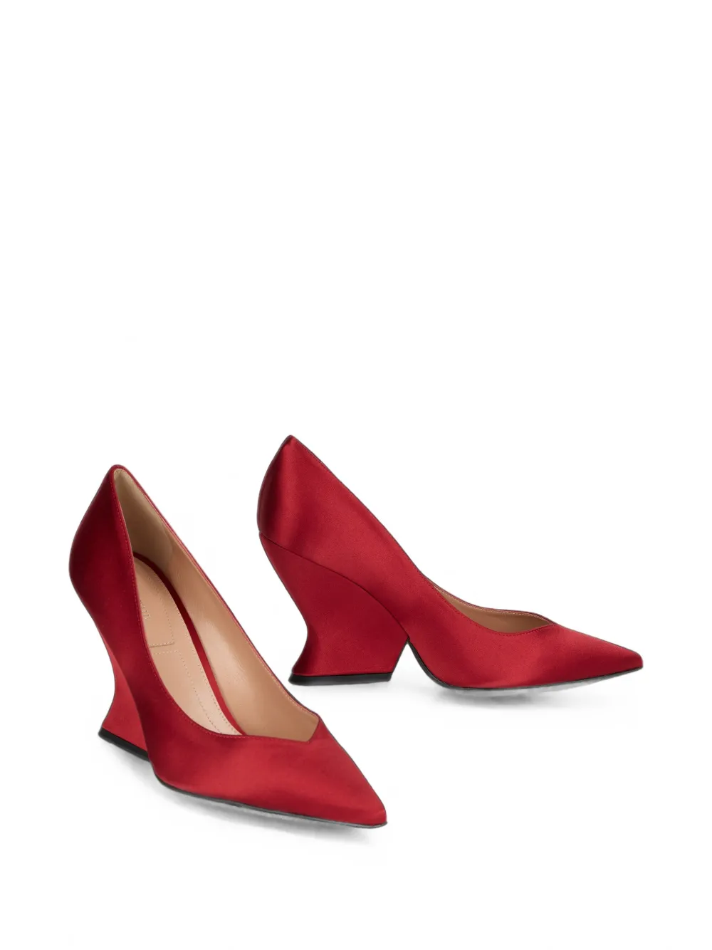 Alberta Ferretti satin pointed-toe pumps Rood