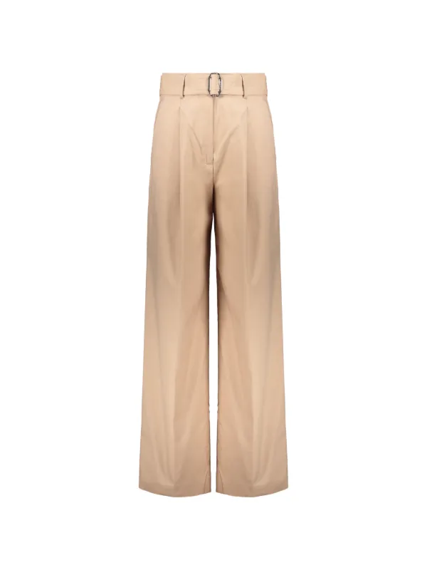 Moorer Belted Wide-leg Trousers in Neutrals