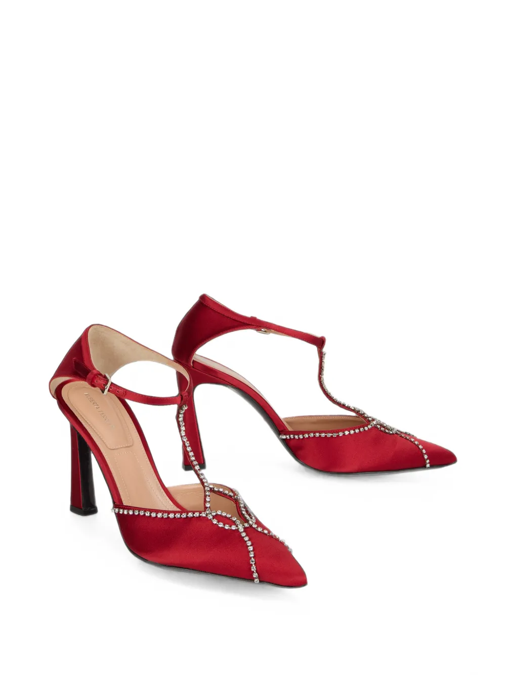 Alberta Ferretti crystal-embellished T-bar pumps Rood