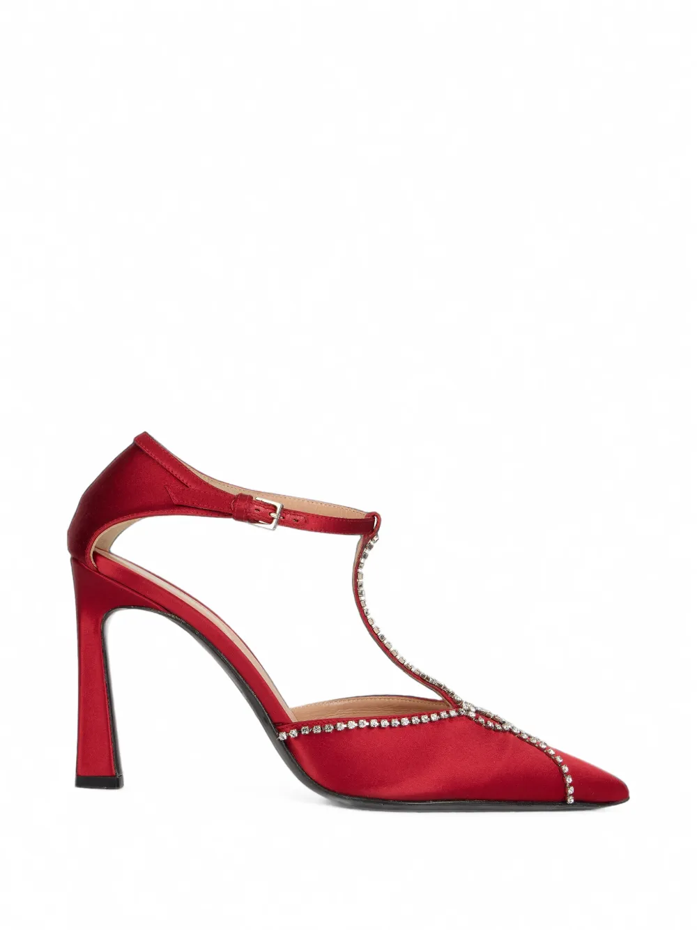 Alberta Ferretti Crystal-embellished T-bar Pumps In 레드