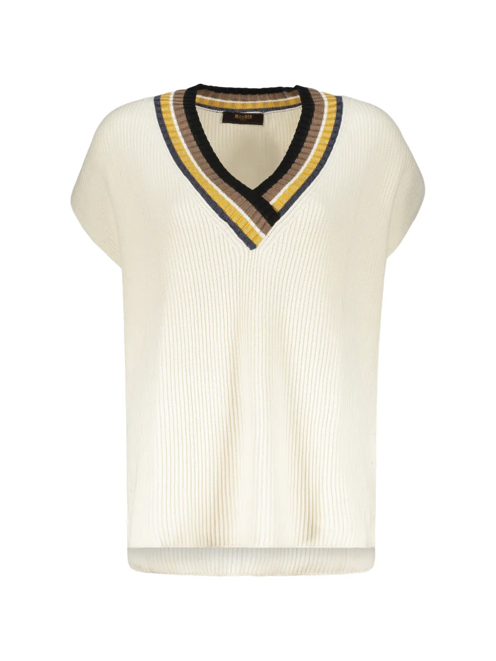 Moorer ribbed-knit V-neck top Wit