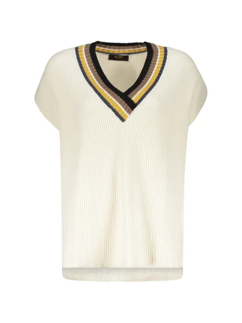 Moorer ribbed-knit V-neck top