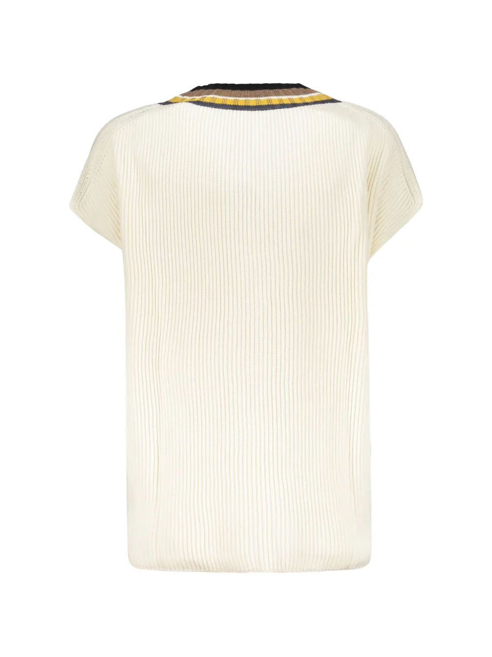 Moorer ribbed-knit V-neck top Wit