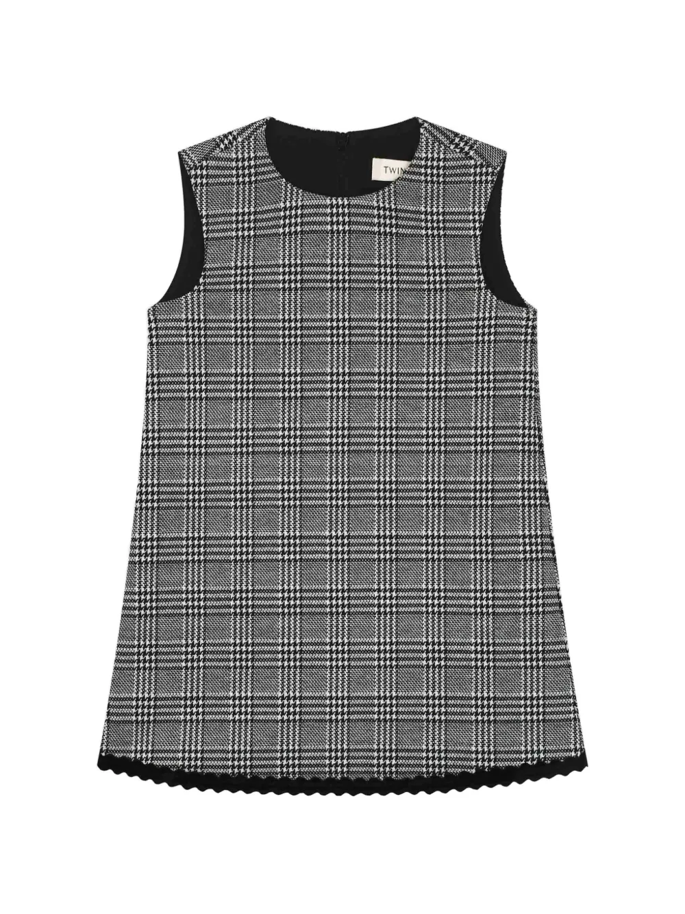 TWINSET Kids Prince of Wales check scalloped dress - Grigio