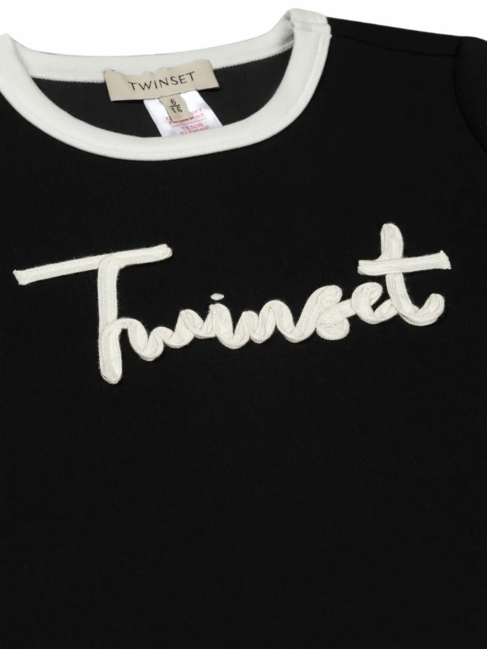 TWINSET Kids T-shirt met contrasterende afwerking en geborduurd logo Zwart