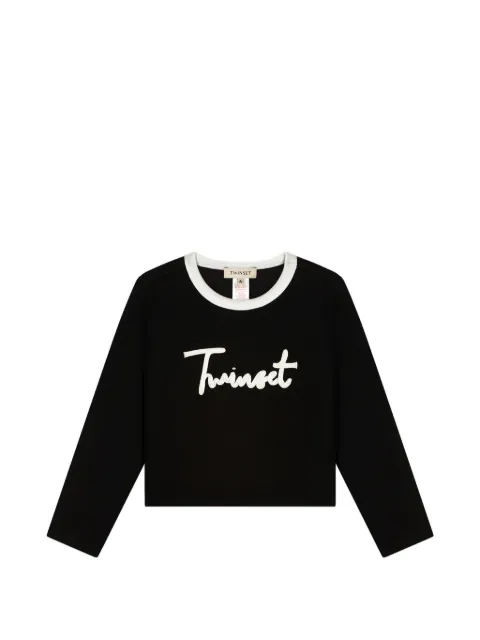 TWINSET Kids logo-embroidered contrast-trim T-shirt