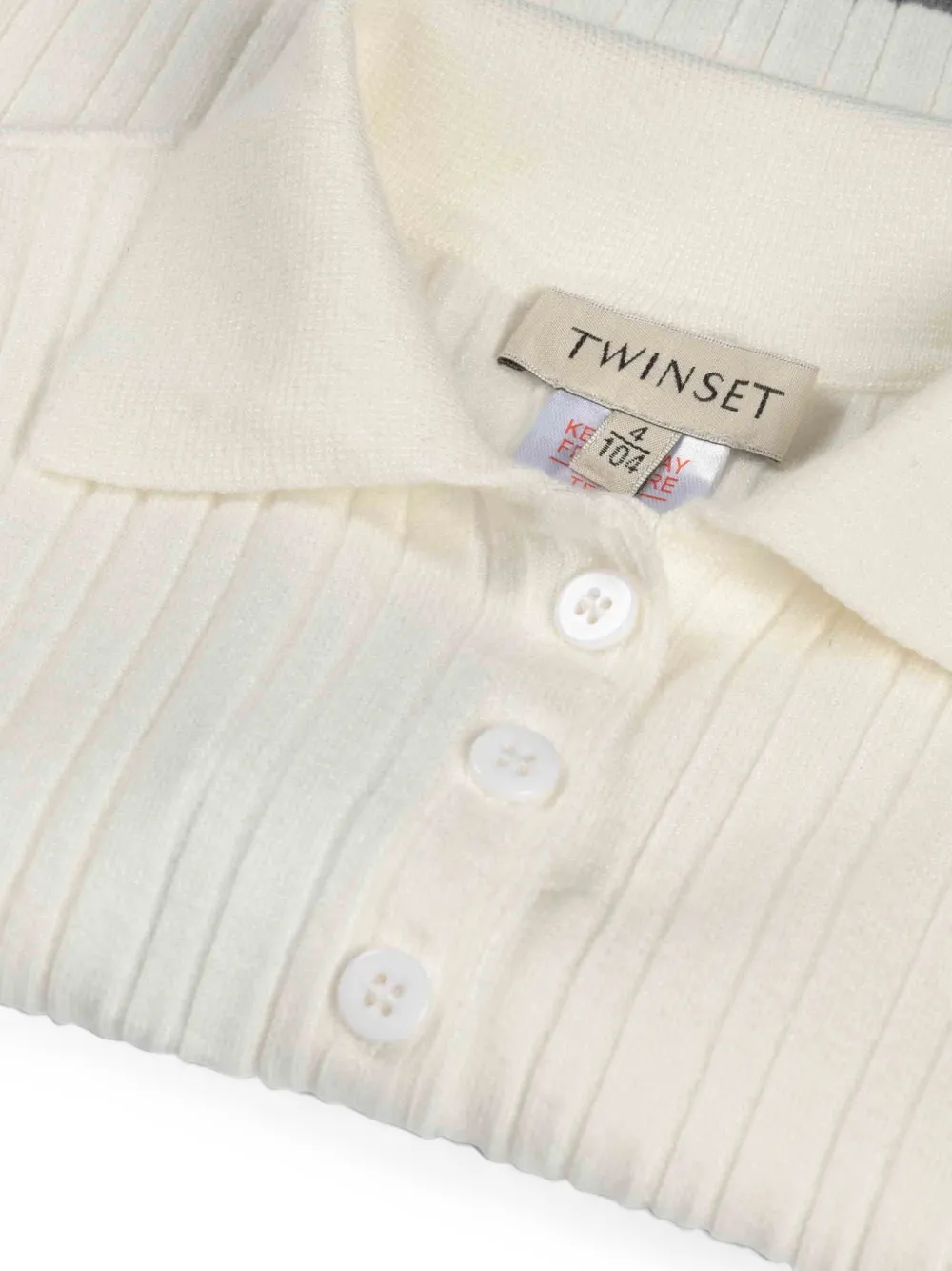 TWINSET Kids Ribgebreide polotop Wit