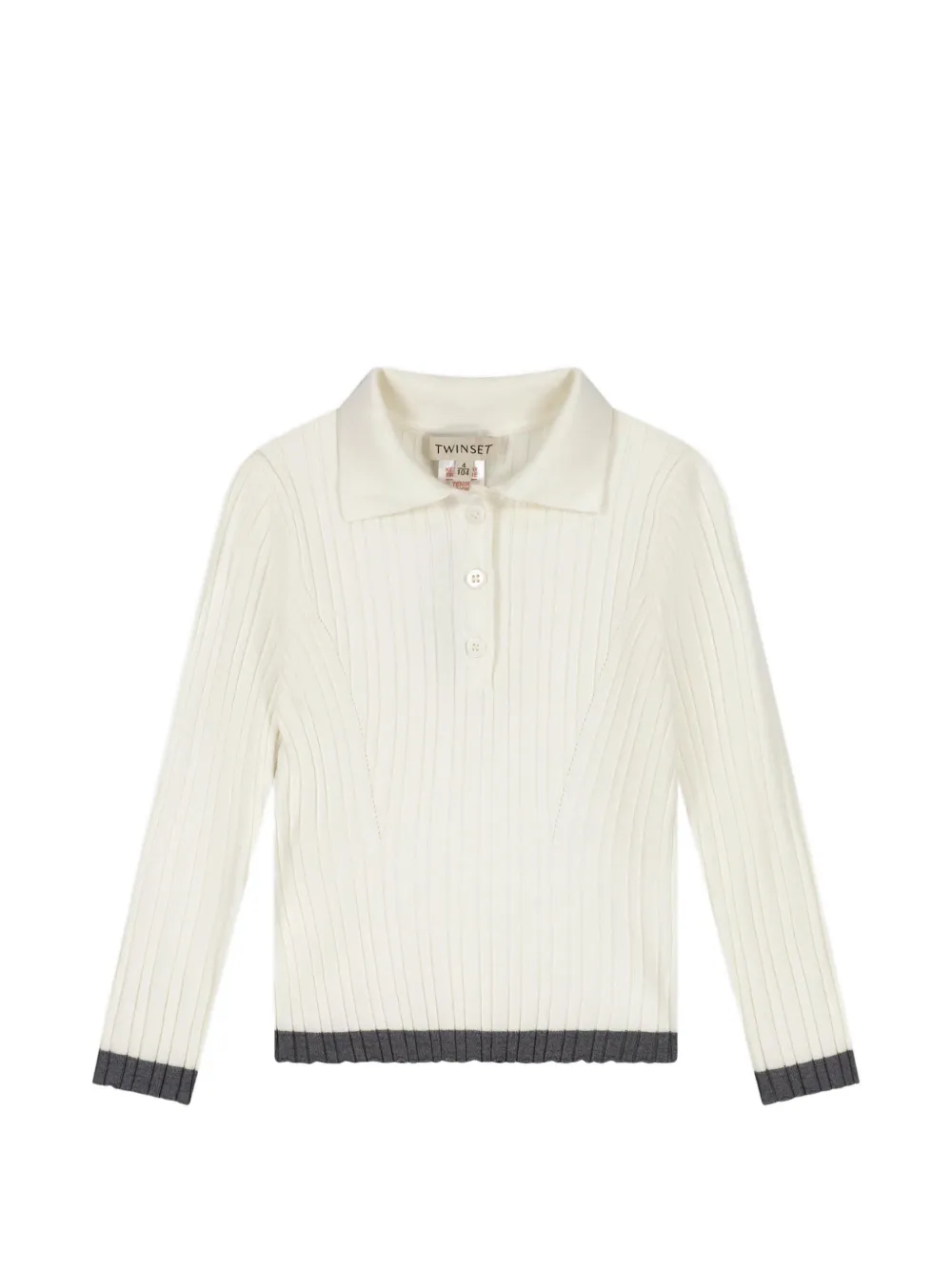 TWINSET Kids Polo a coste con maniche lunghe - Bianco