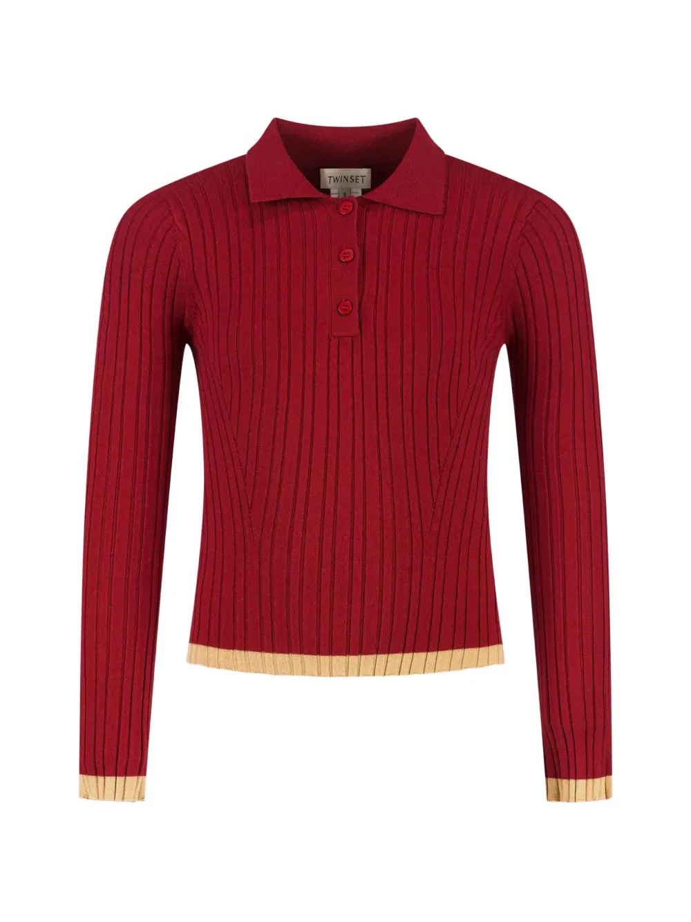 TWINSET Kids ribbed-knit polo top - Rosso