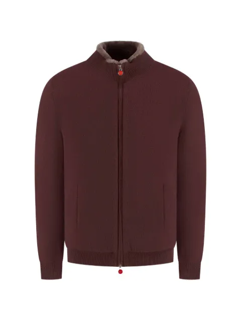Kiton shearling-trim knitted jacket