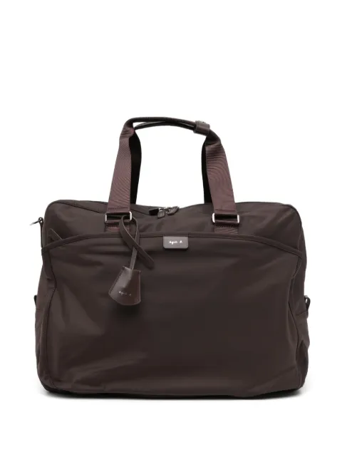 agnès b. logo-plaque zip-top luggage bag