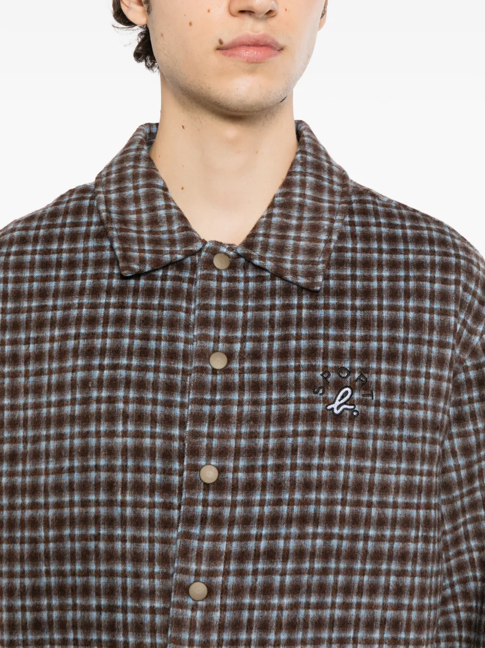 SPORT b. by agnès b. check-pattern logo-embroidered jacket Bruin