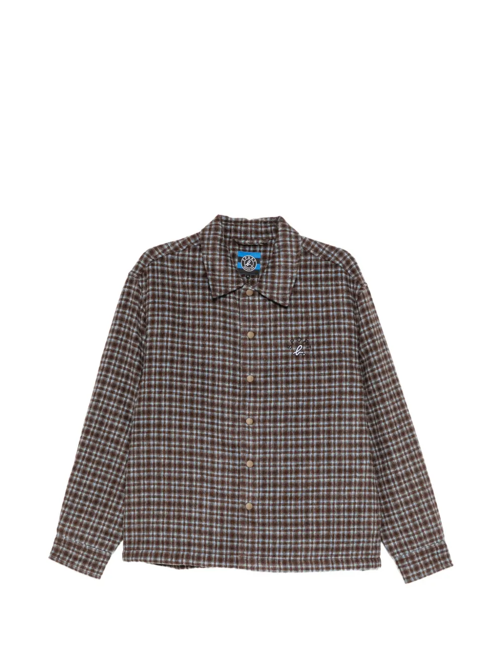 SPORT b. by agnès b. check-pattern logo-embroidered jacket - Marrone