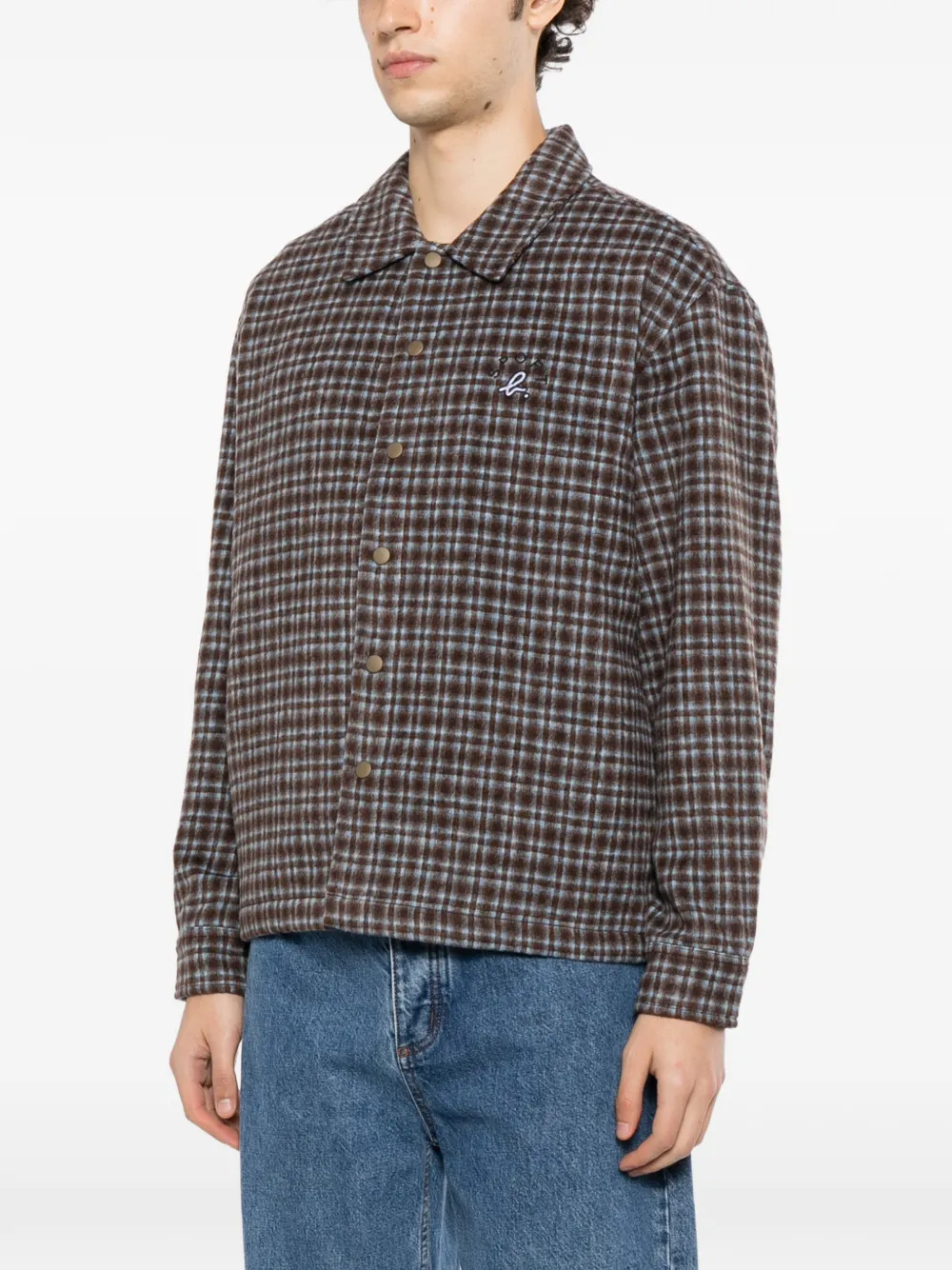 SPORT b. by agnès b. check-pattern logo-embroidered jacket Bruin