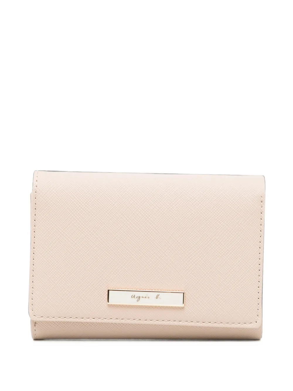 Agnès B. Leather Folded Wallet In Nude