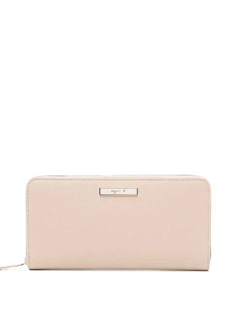 agnès b.  leather round-zip long  wallet
