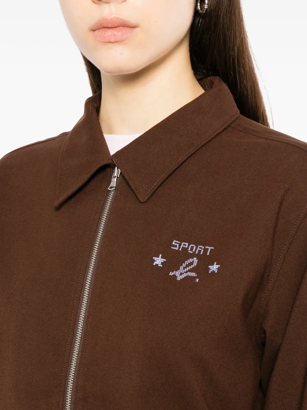SPORT b. by agnès b. Shirtjack van flanelblend met rits Bruin