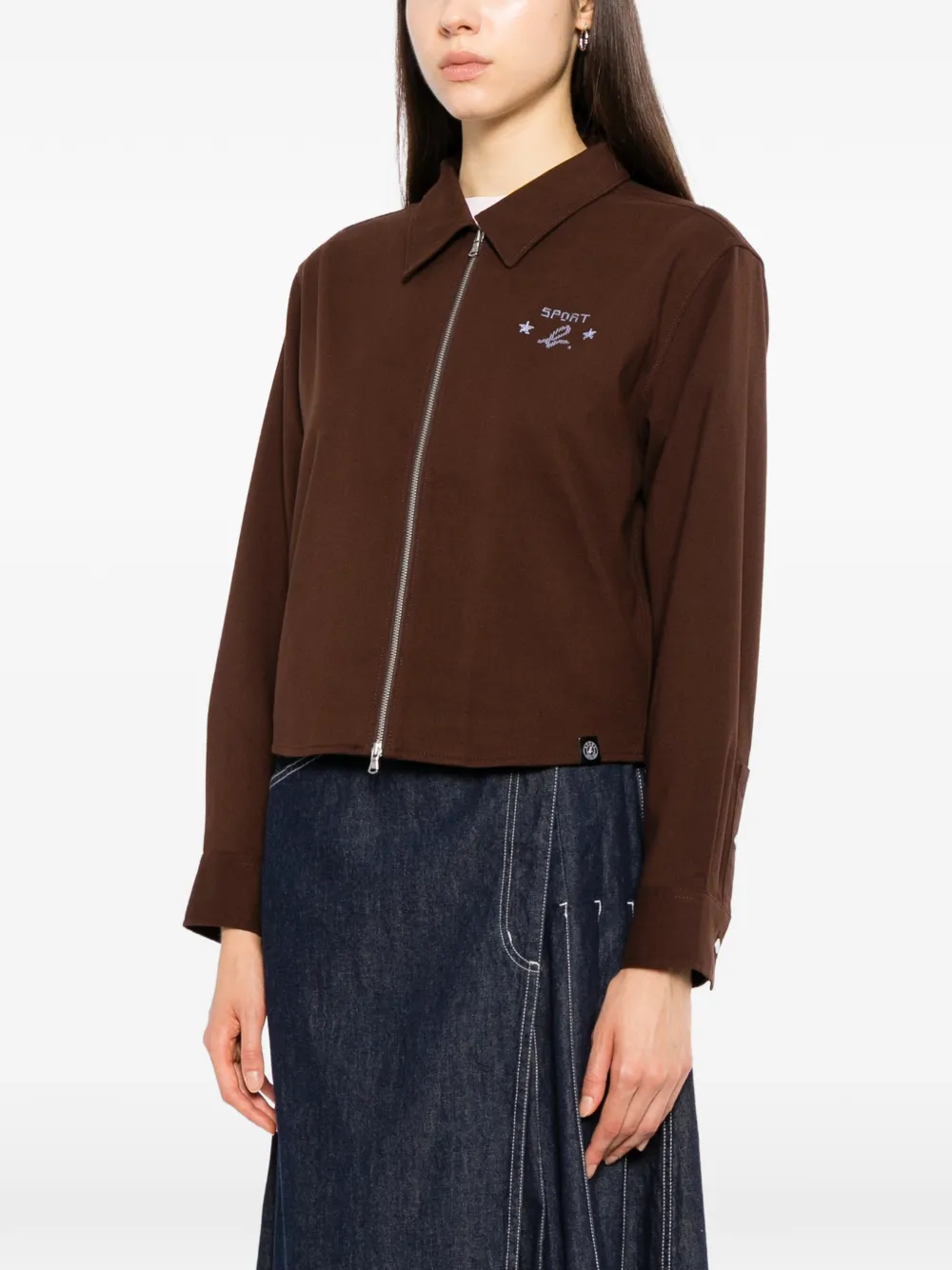 SPORT b. by agnès b. Shirtjack van flanelblend met rits Bruin