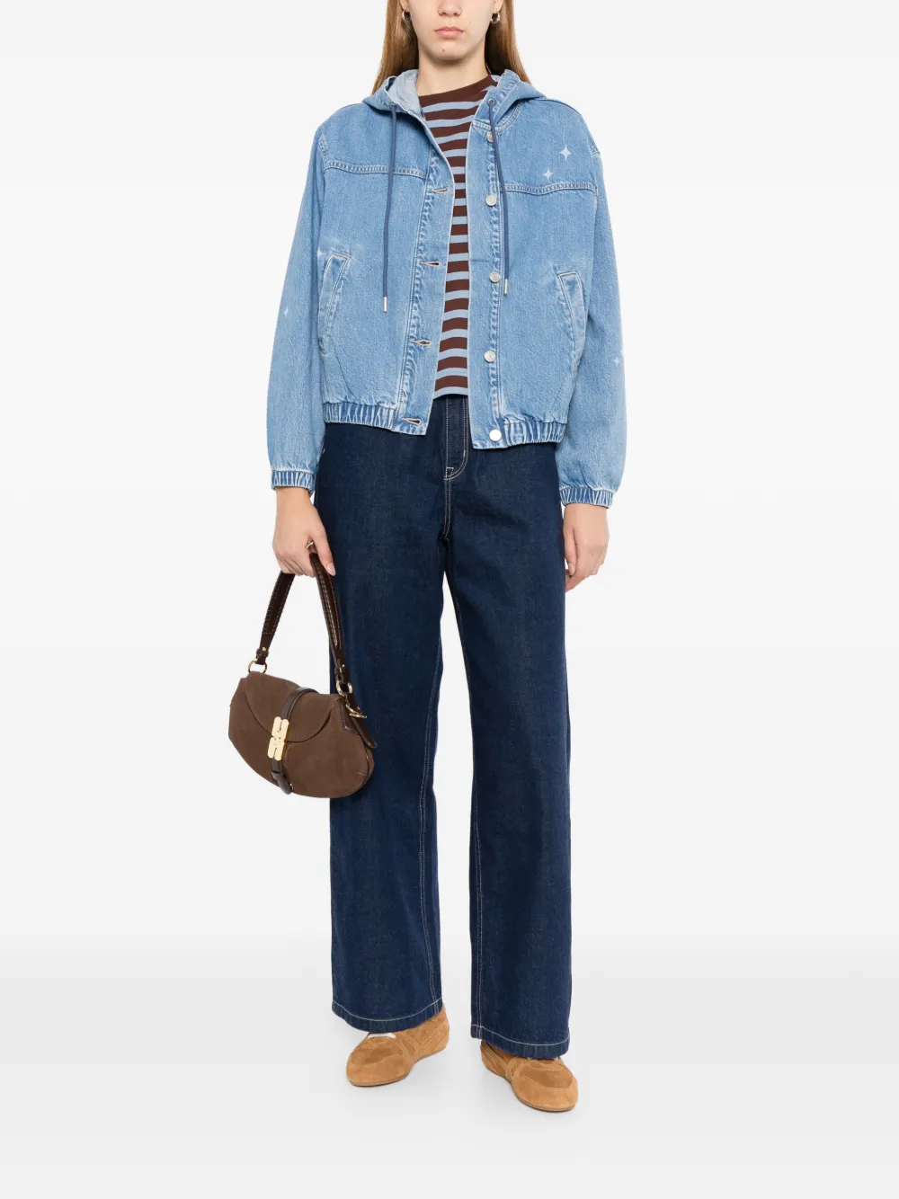 SPORT b. by agnès b. Denim jack met capuchon Blauw