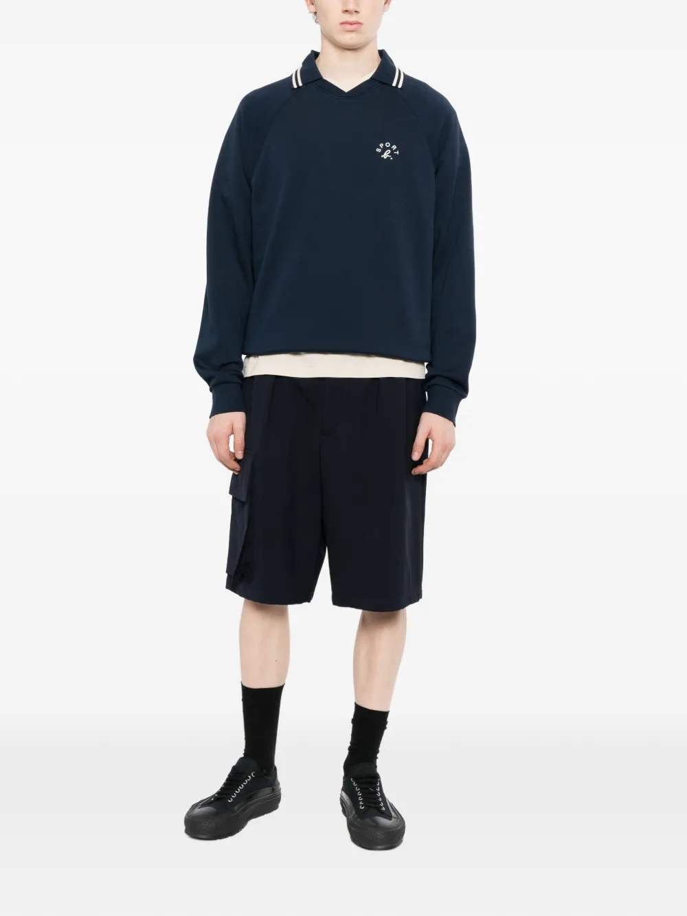 SPORT b. by agnès b. Varsity raglan sweater Blauw