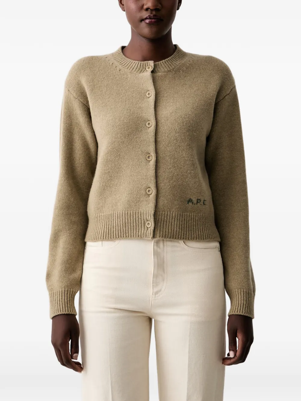 A.P.C. Lila logo-embroidered cardigan - Toni neutri