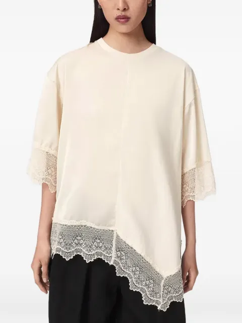AllSaints Lenny lace-trim asymmetric T-shirt
