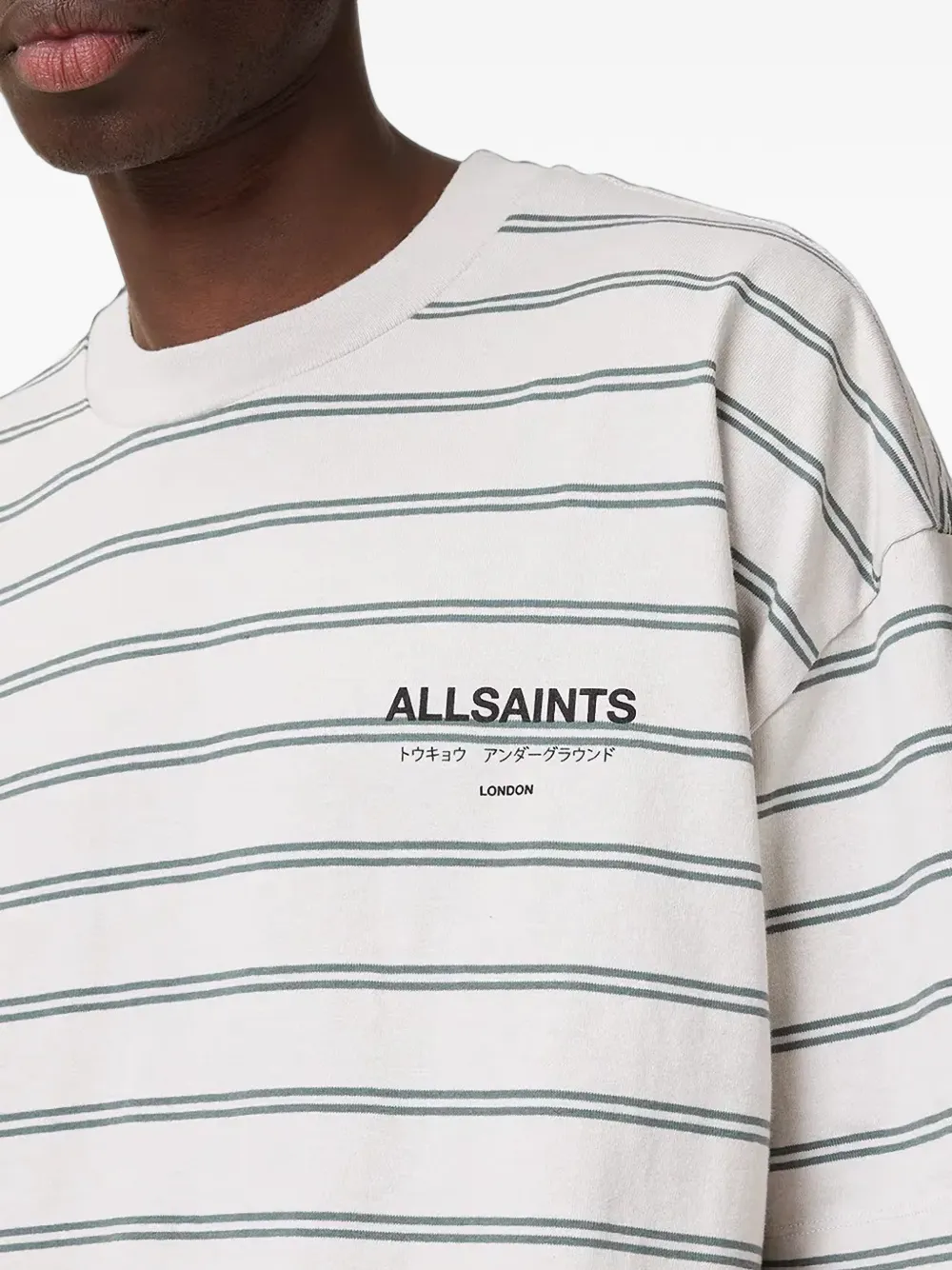AllSaints Underground gestreept T-shirt Wit