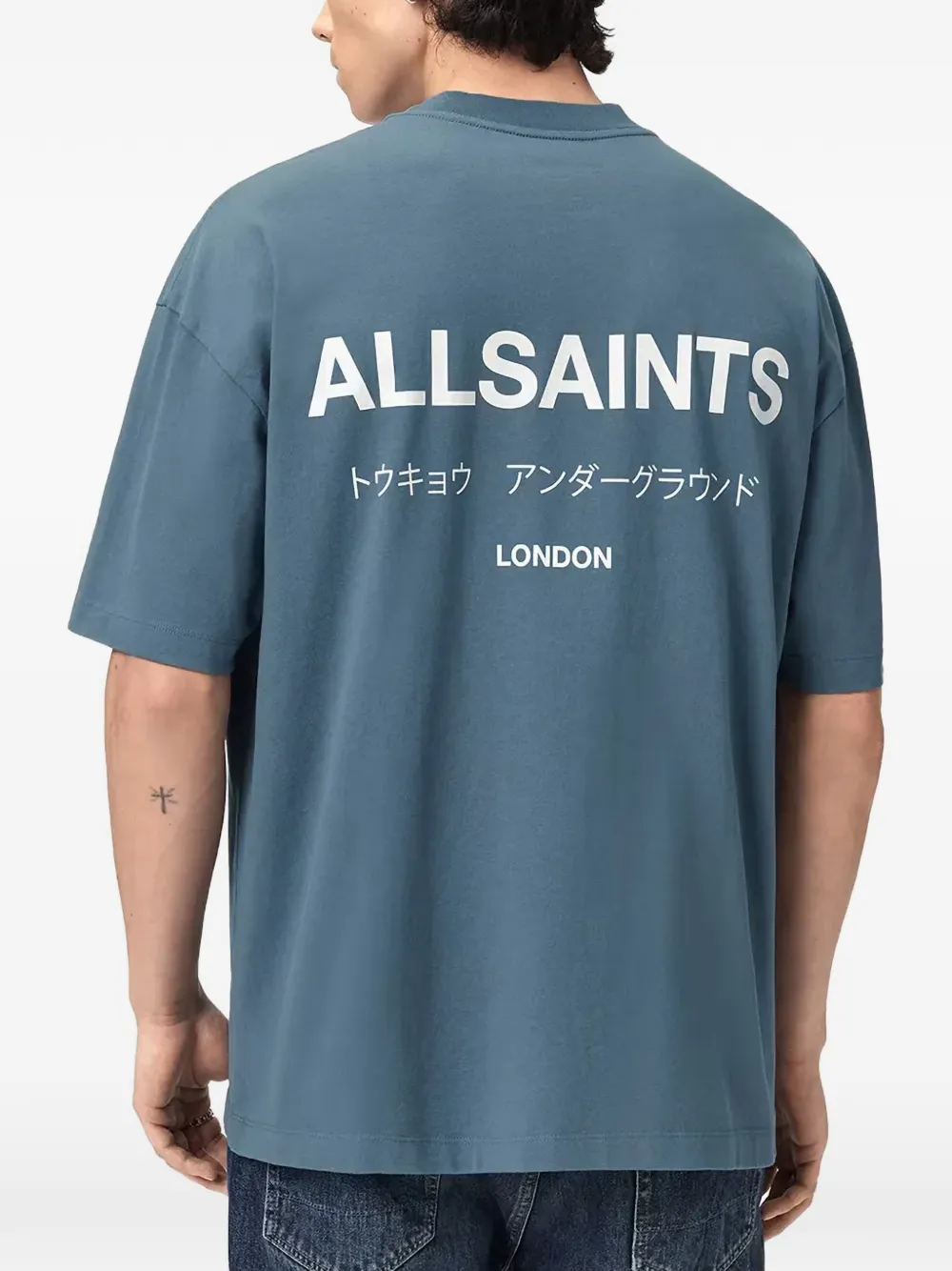 AllSaints Underground T-shirt met logoprint Blauw