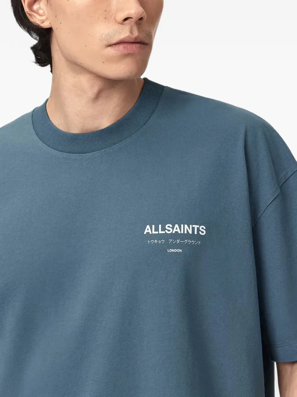 AllSaints Underground T-shirt met logoprint Blauw