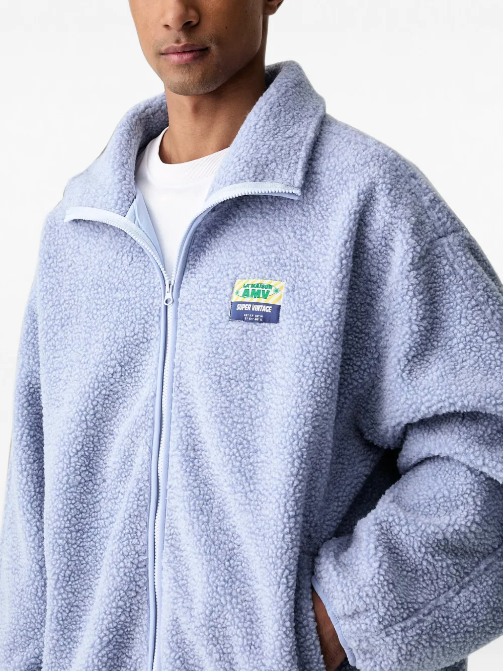 American Vintage Sweater met logopatch en rits Blauw