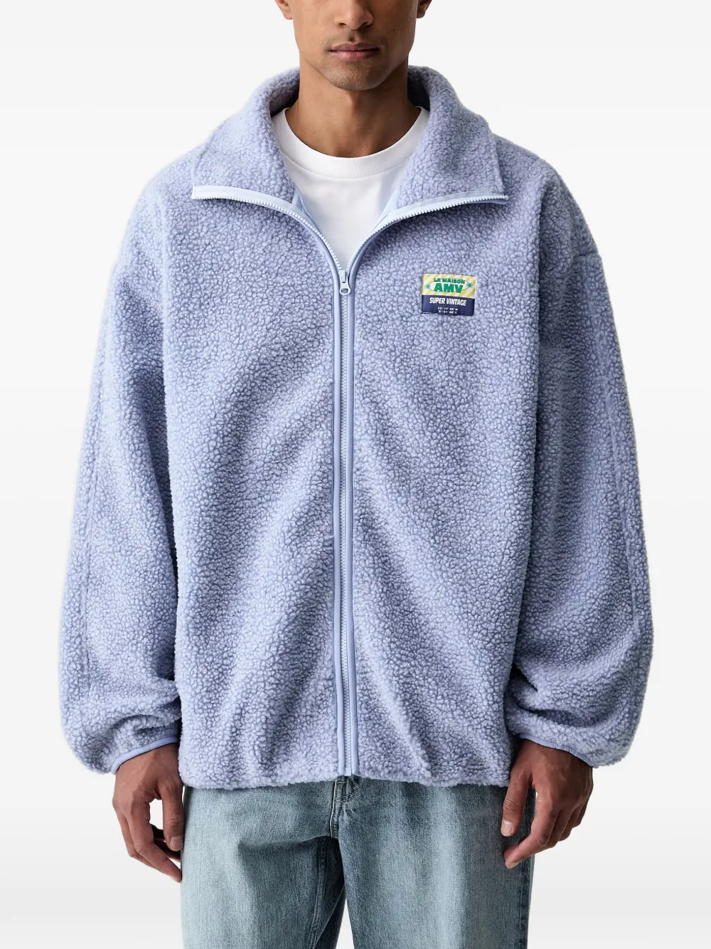 American Vintage logo-patch zip-up sweatshirt - Blau