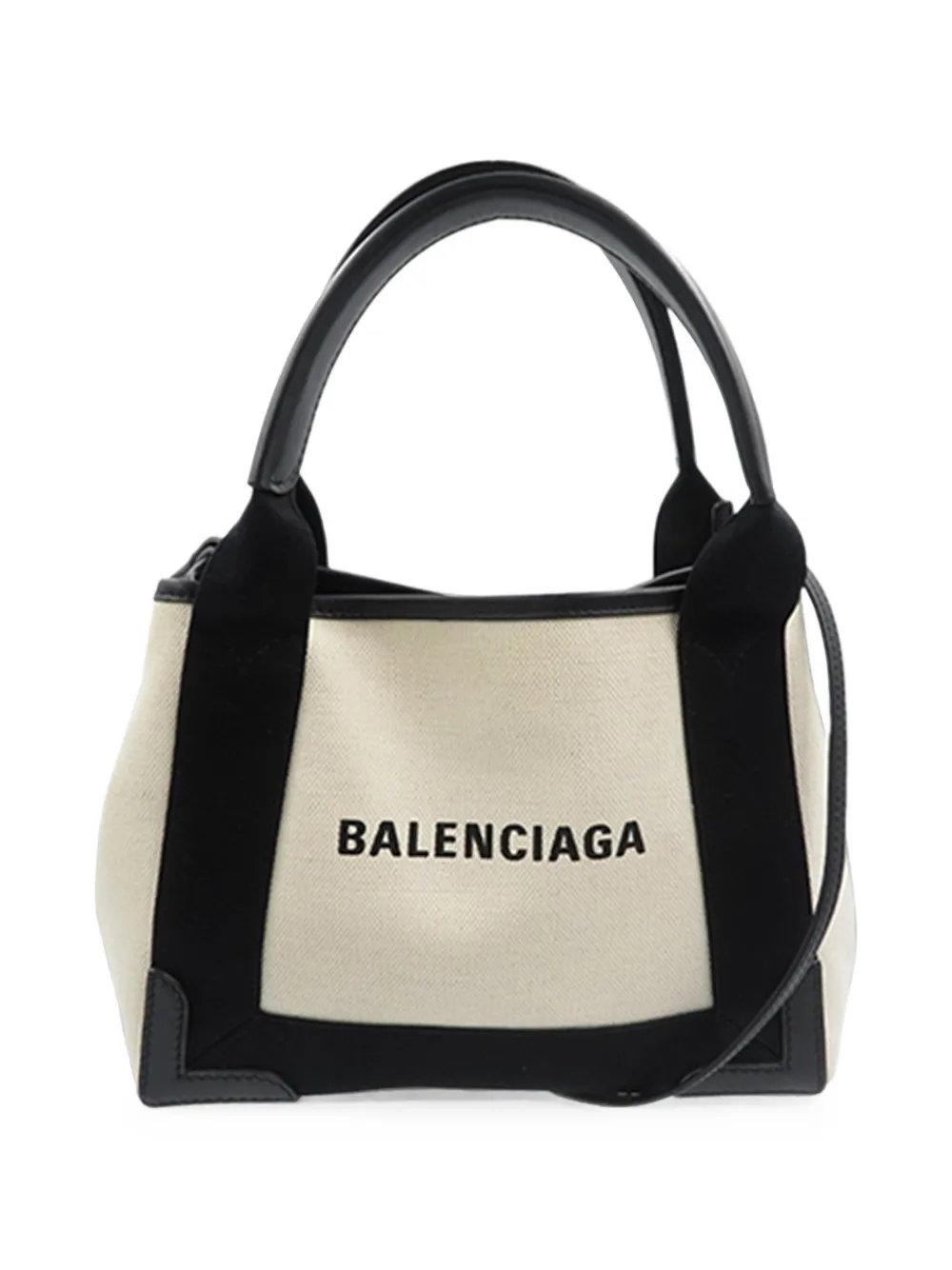 Balenciaga Pre-Owned 2018-2026 Navy Cabas XS Satchel-Tasche aus Canvas - Weiß