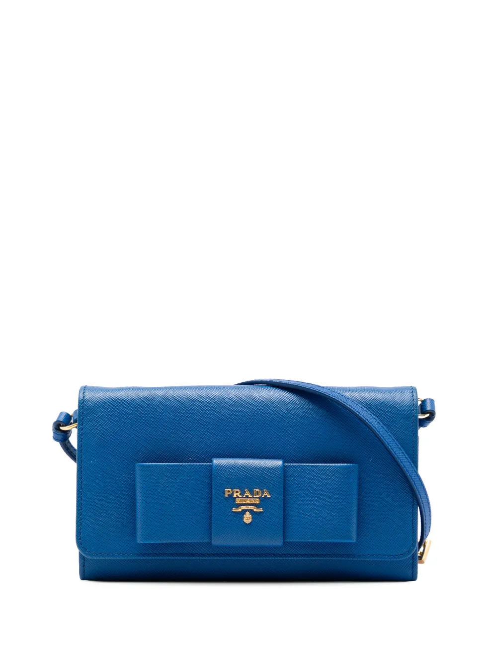 Prada Pre-Owned 2013-2026 Saffiano Lux Bow Wallet On Strap crossbody bag - Blu