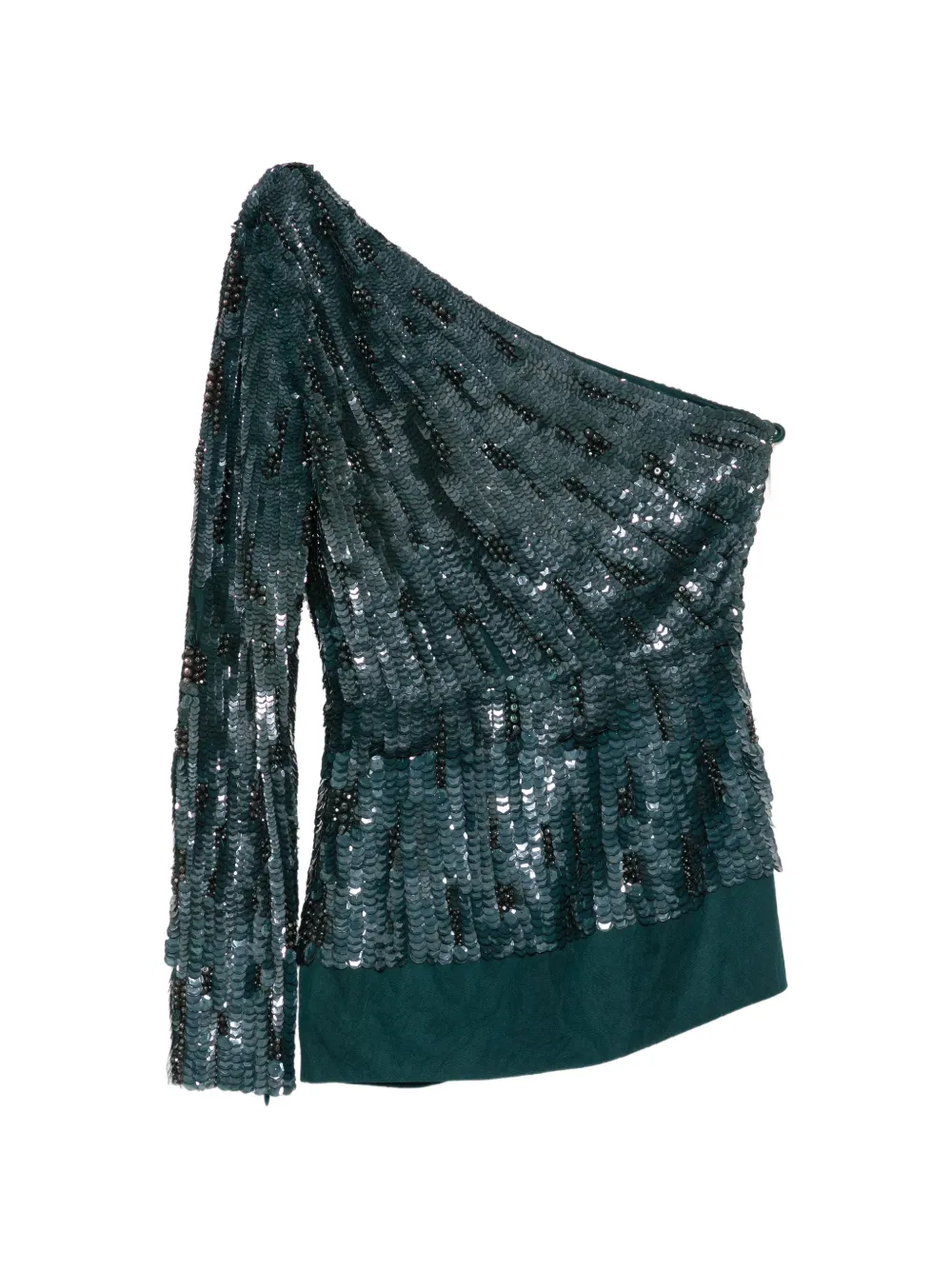 Elie Saab Asymmetrische top verfraaid met pailletten Groen
