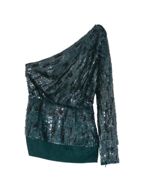 Elie Saab one-shoulder sequin-embellished top