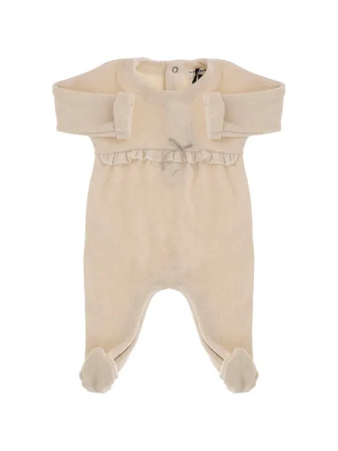 1+ In The Family ruffled bow-detail sleepsuit