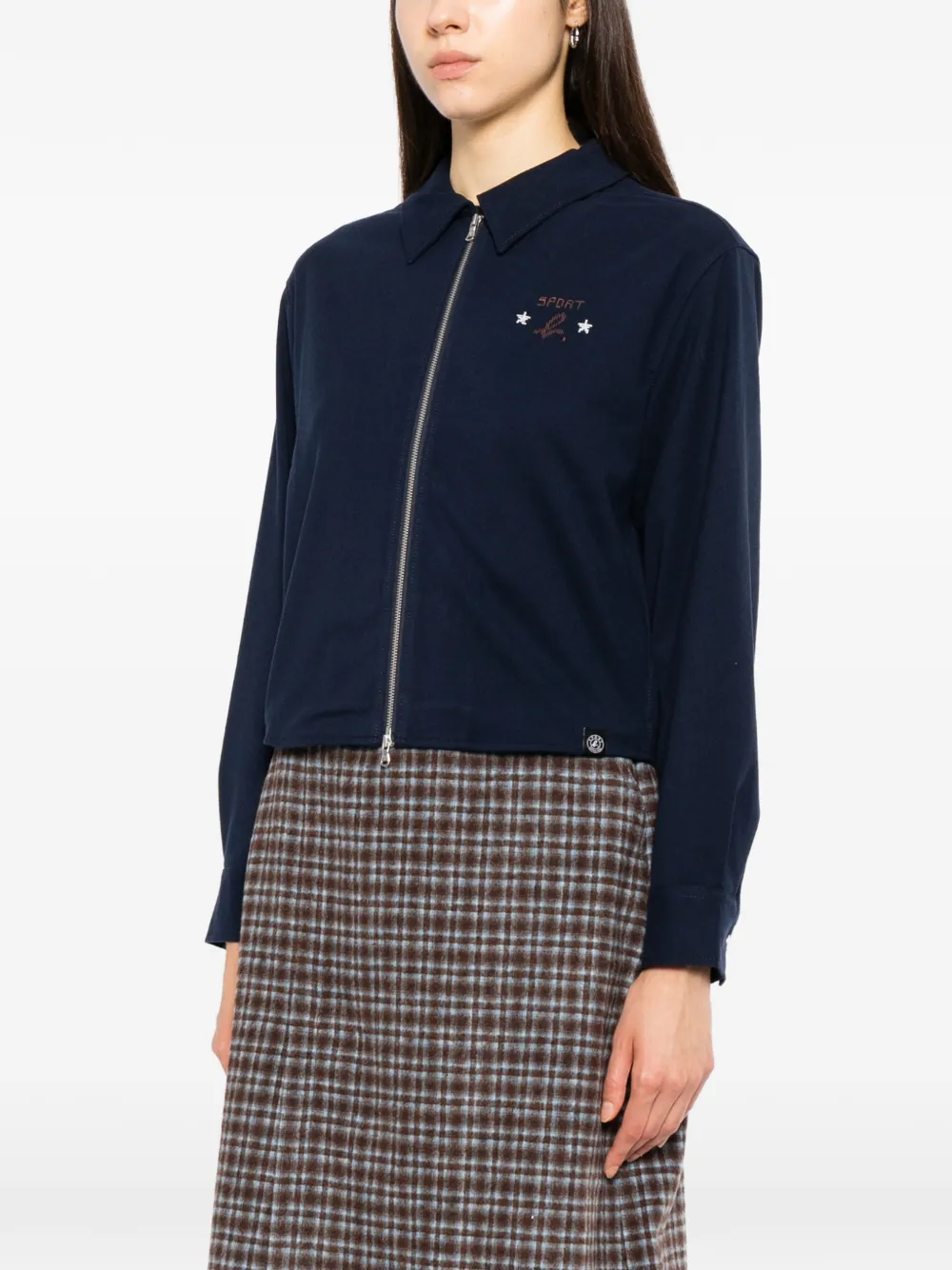 SPORT b. by agnès b. Shirtjack van flanelblend met rits Blauw